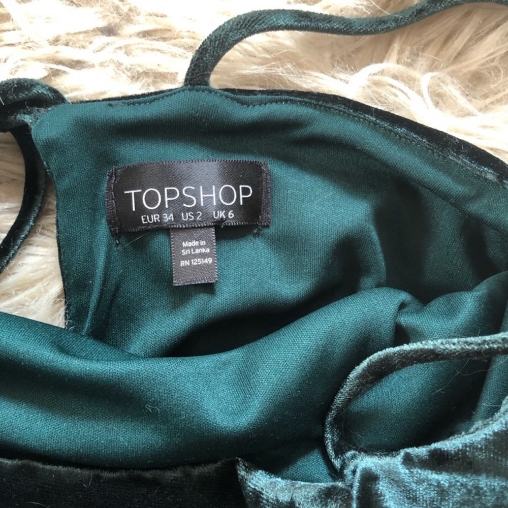 TOP SHOP GREEN VELVET cowl neck slip dress 2 - Picture 6 of 6